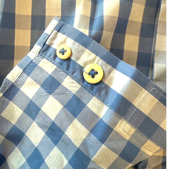 Peter Millar Seaside Finish Button Up Shirt Size Medium Checkered Blue Plaid - Picture 5 of 8